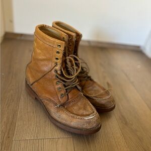 Vintage Brown Leather Moc Toe Work Boots Lace Up Men’s 6.5